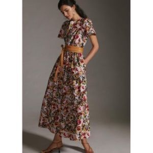 Anthro “Somerset” Maxi Dress – Size M – 100% Cotton, Pockets + Smocked Waist